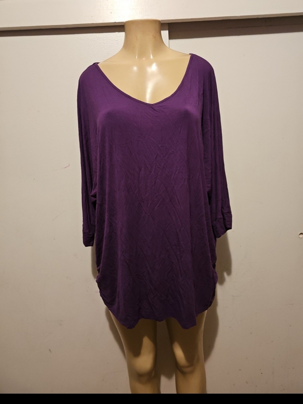Women's Deep Purple V-Neck Relaxed Blouse